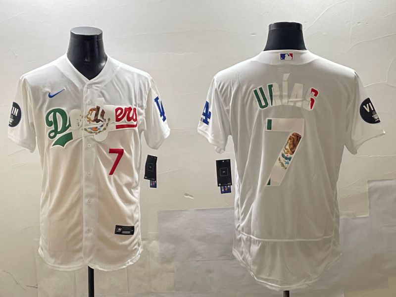Men Los Angeles Dodgers #7 Urias White Mexico Elite 2025 Nike MLB Jersey style 7->houston astros->MLB Jersey